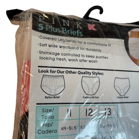 Kmart PINK Briefs Underwear Womens Plus Sz 13 Cotton 5 Pack Pink Black Floral - Picture 8 of 13